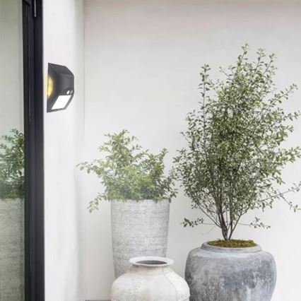 Solarno LED stensko svetilo s senzorjem LED/3W/3,7V 3000/4000K 1200 mAh IP54 antracitno