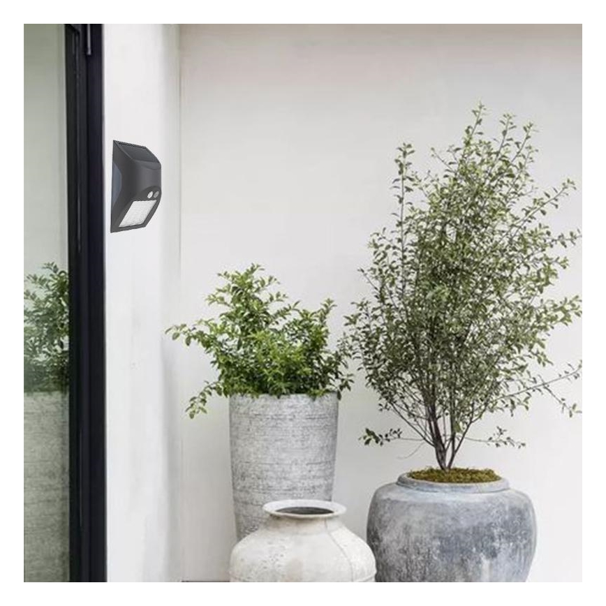 Solarno LED stensko svetilo s senzorjem LED/3W/3,7V 3000/4000K 1200 mAh IP54 antracitno