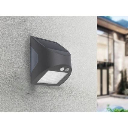 Solarno LED stensko svetilo s senzorjem LED/3W/3,7V 3000/4000K 1200 mAh IP54 antracitno