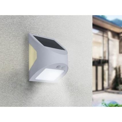 LED solarna stenska svetilka s senzorjem LED/3W/3,7V 3000/4000K 1200 mAh IP54 bela