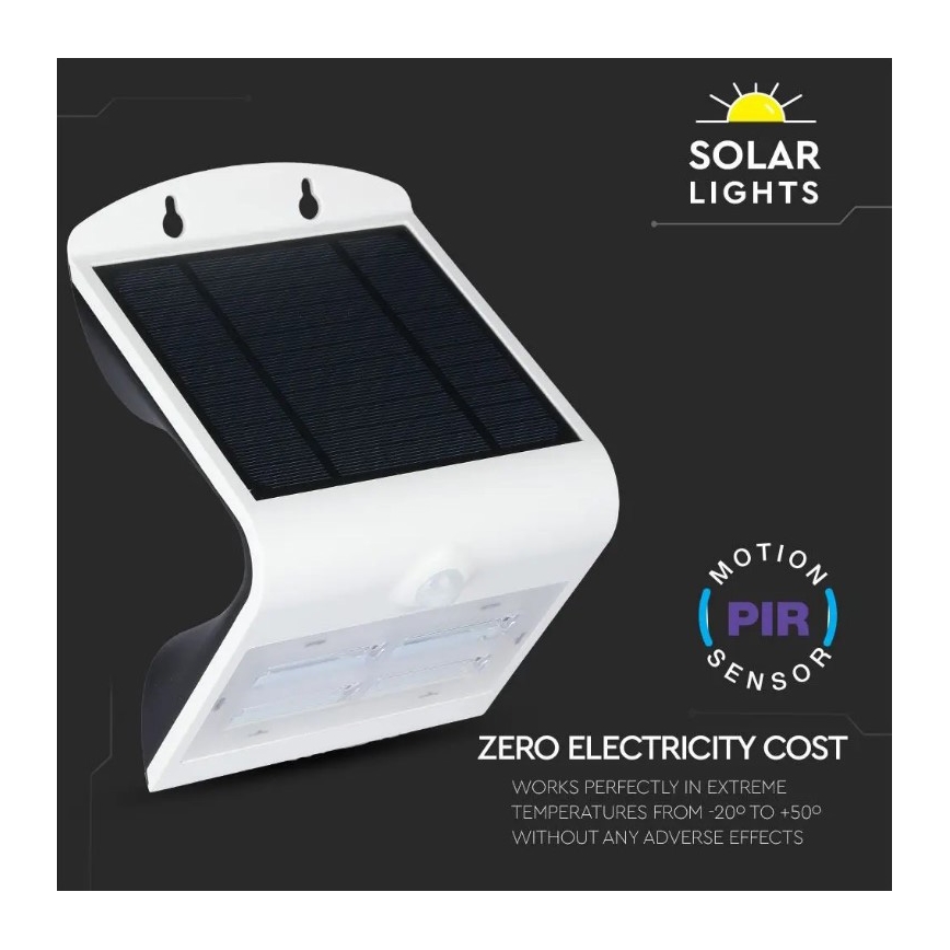 LED Solarna stenska svetilka s senzorjem LED/3W/3,7V 3000/4000K IP65 bela