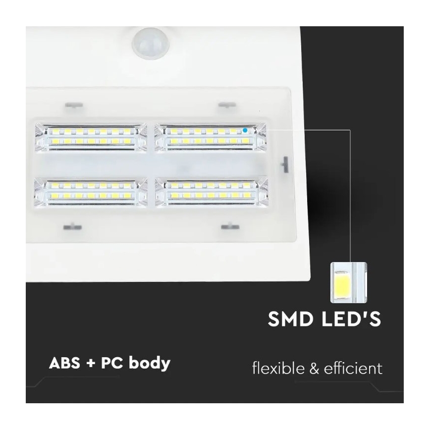 LED Solarna stenska svetilka s senzorjem LED/3W/3,7V 3000/4000K IP65 bela