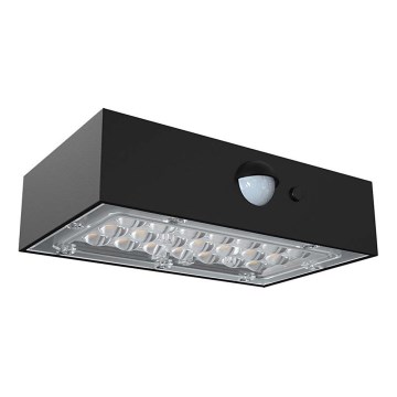 LED Solarna stenska svetilka s senzorjem LED/3W/3,7V 3000K/4000K IP65 1200 mAh črna
