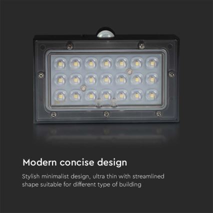 LED Solarna stenska svetilka s senzorjem LED/3W/3,7V 3000K/4000K IP65 1200 mAh črna
