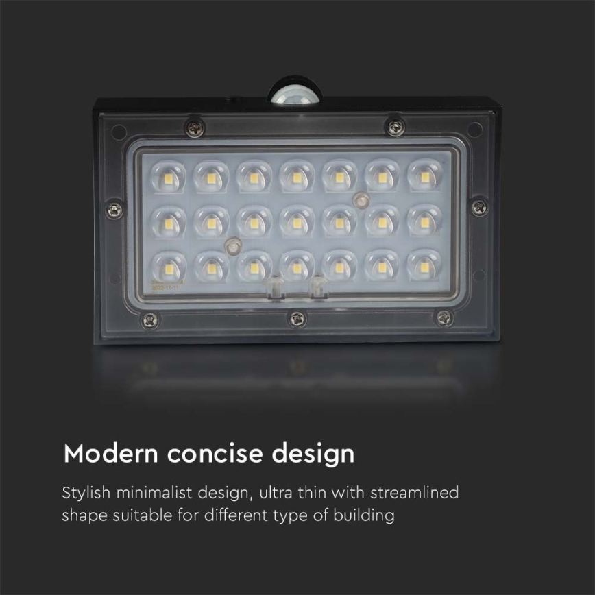 LED Solarna stenska svetilka s senzorjem LED/3W/3,7V 3000K/4000K IP65 1200 mAh črna