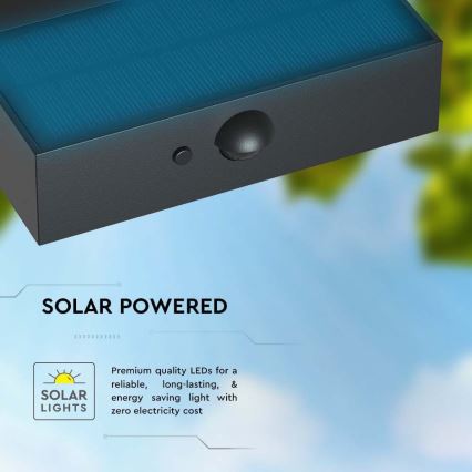 LED Solarna stenska svetilka s senzorjem LED/3W/3,7V 3000K/4000K IP65 1200 mAh črna
