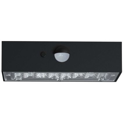 LED Solarna stenska svetilka s senzorjem LED/3W/3,7V 3000K/4000K IP65 1200 mAh črna