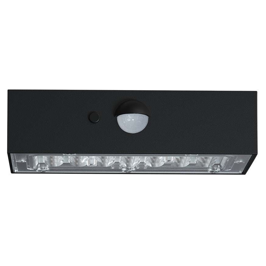 LED Solarna stenska svetilka s senzorjem LED/3W/3,7V 3000K/4000K IP65 1200 mAh črna