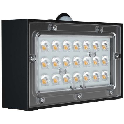 LED Solarna stenska svetilka s senzorjem LED/3W/3,7V 3000K/4000K IP65 1200 mAh črna