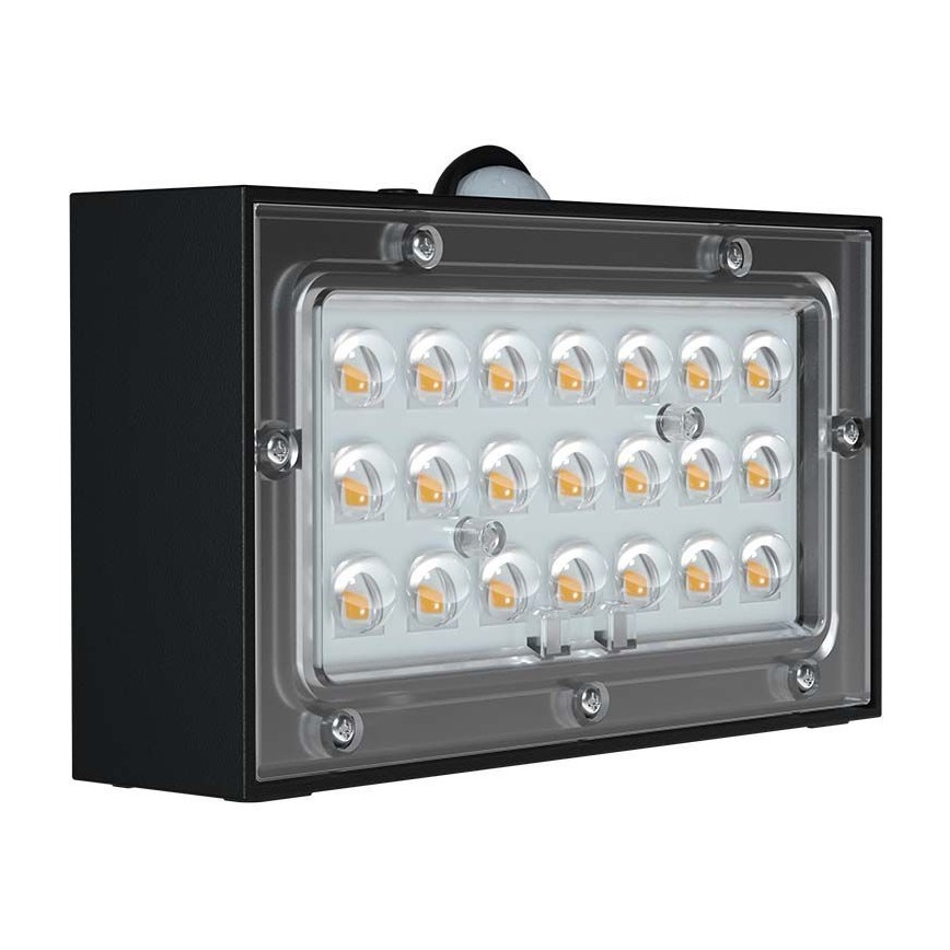 LED Solarna stenska svetilka s senzorjem LED/3W/3,7V 3000K/4000K IP65 1200 mAh črna