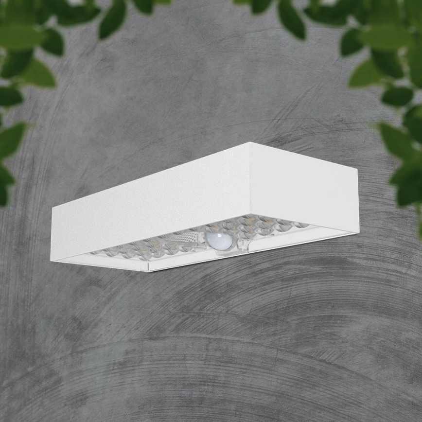 LED Solarna stenska svetilka s senzorjem LED/6W/3,7V IP65 4000K 3000 mAh bela