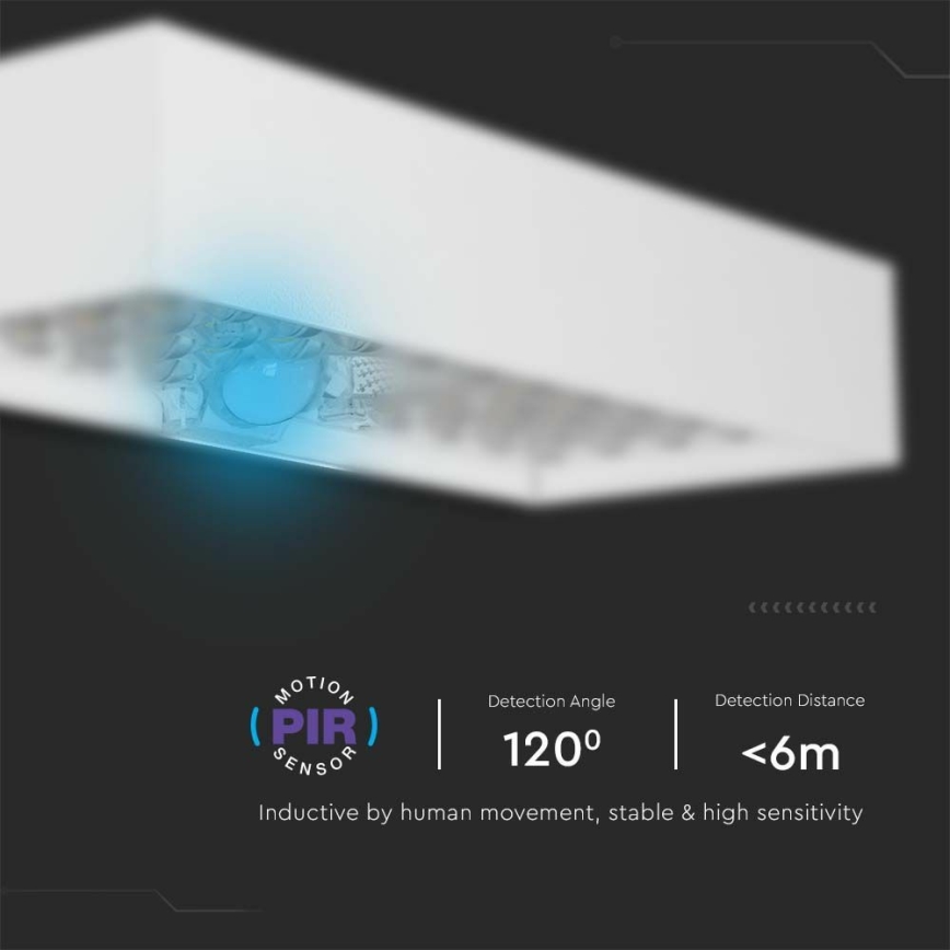 LED Solarna stenska svetilka s senzorjem LED/6W/3,7V IP65 4000K 3000 mAh bela