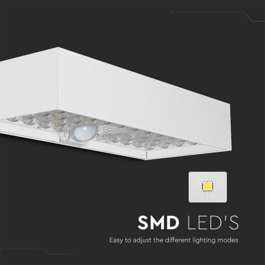 LED Solarna stenska svetilka s senzorjem LED/6W/3,7V IP65 4000K 3000 mAh bela