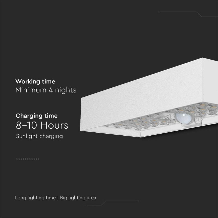 LED Solarna stenska svetilka s senzorjem LED/6W/3,7V IP65 4000K 3000 mAh bela