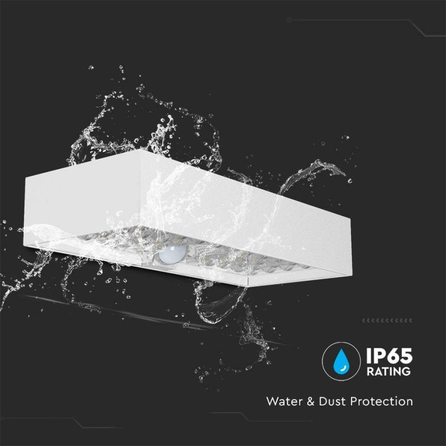 LED Solarna stenska svetilka s senzorjem LED/6W/3,7V IP65 4000K 3000 mAh bela