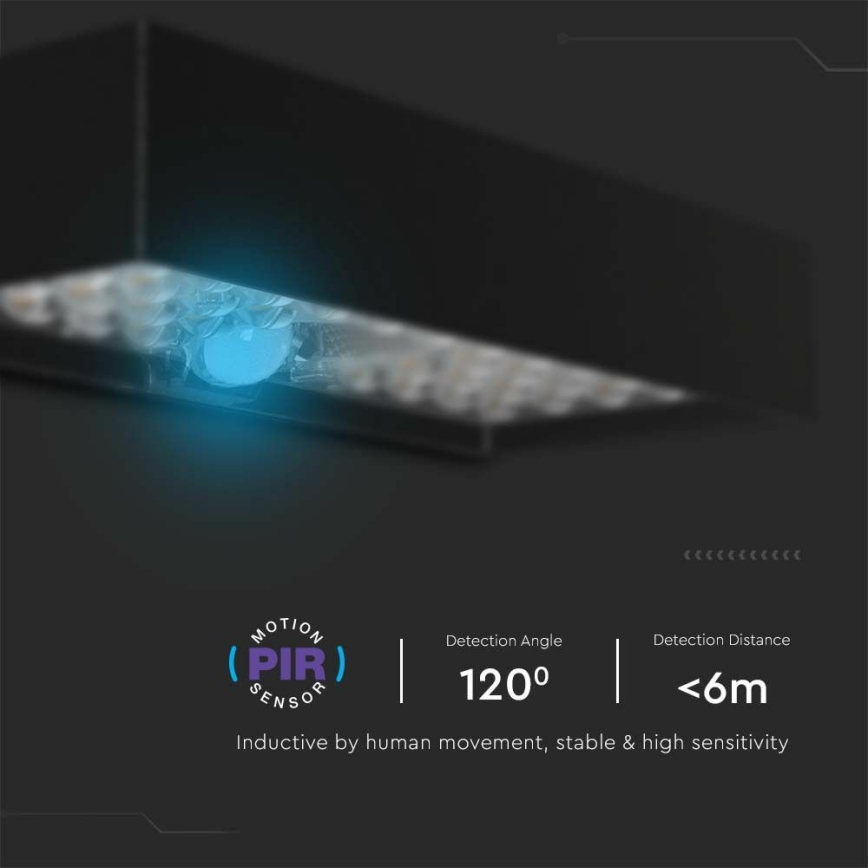 LED Solarna stenska svetilka s senzorjem LED/6W/3,7V IP65 4000K 3000 mAh črna
