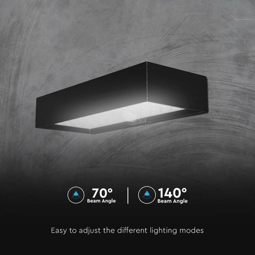 LED Solarna stenska svetilka s senzorjem LED/6W/3,7V IP65 4000K 3000 mAh črna