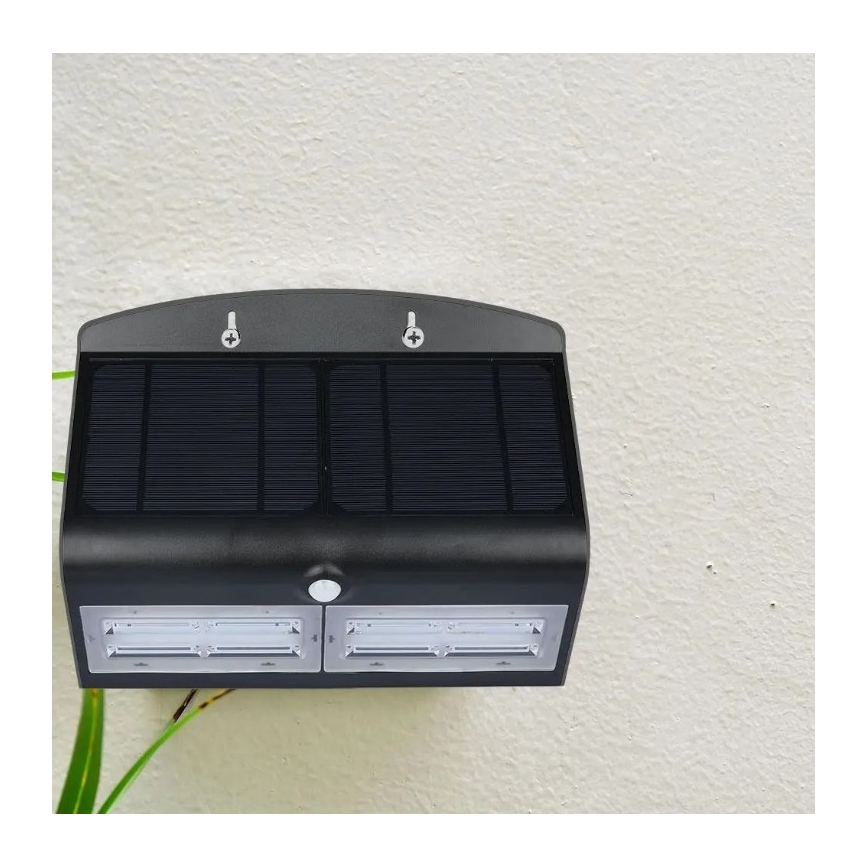 LED Solarna stenska svetilka s senzorjem LED/7W/3,7V 4000K IP65 črna