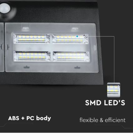 LED Solarna stenska svetilka s senzorjem LED/7W/3,7V 4000K IP65 črna