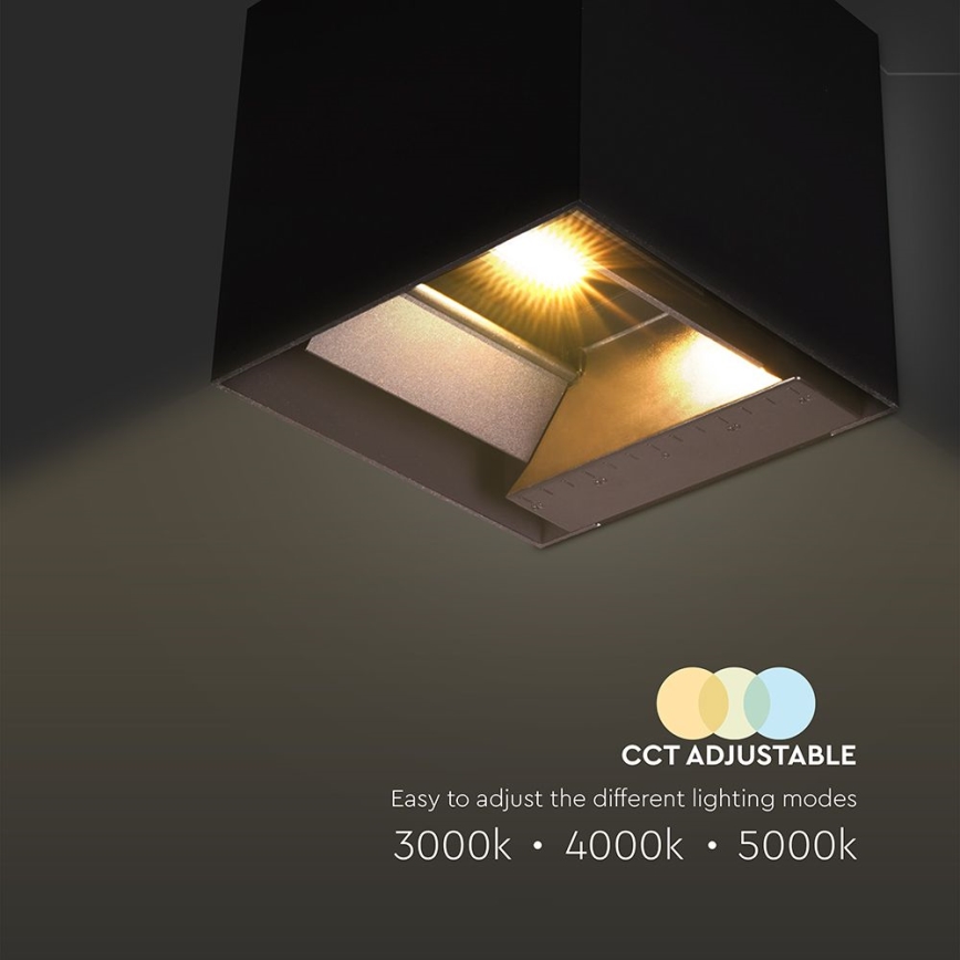 LED solarna stenska svetilka s senzorjem LED/9W/3,7V 3000/4000/5000K 2600 mAh IP65 črna