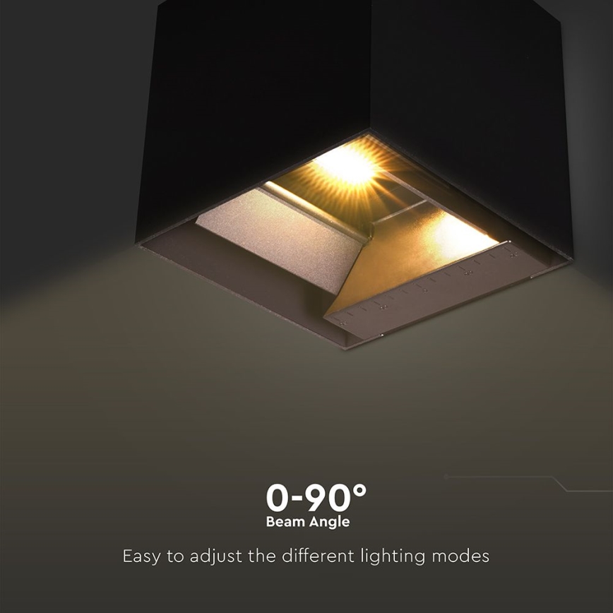 LED solarna stenska svetilka s senzorjem LED/9W/3,7V 3000/4000/5000K 2600 mAh IP65 črna