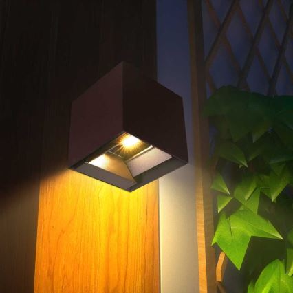 LED Solarna stenska svetilka s senzorjem LED/9W/3,7V 3000/4000/5000K 2600 mAh IP65 rjava