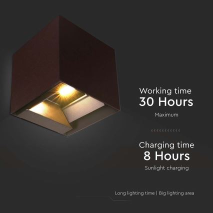 LED Solarna stenska svetilka s senzorjem LED/9W/3,7V 3000/4000/5000K 2600 mAh IP65 rjava