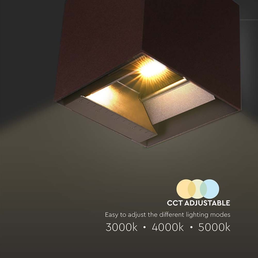 LED Solarna stenska svetilka s senzorjem LED/9W/3,7V 3000/4000/5000K 2600 mAh IP65 rjava