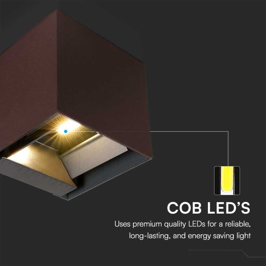 LED Solarna stenska svetilka s senzorjem LED/9W/3,7V 3000/4000/5000K 2600 mAh IP65 rjava