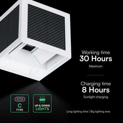 LED solarna stenska svetilka s senzorjem LED/9W/3,7V 3000/4000/6000K IP65 2600 mAh bela