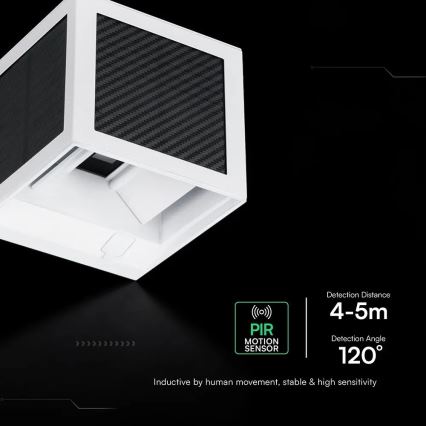 LED solarna stenska svetilka s senzorjem LED/9W/3,7V 3000/4000/6000K IP65 2600 mAh bela