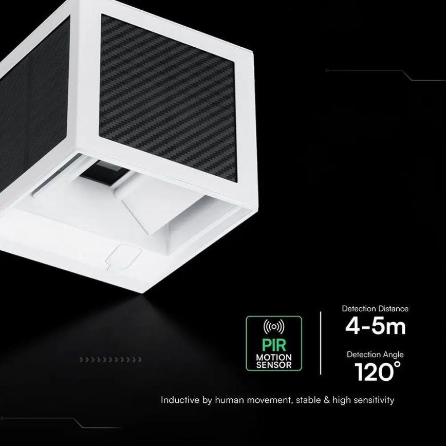LED solarna stenska svetilka s senzorjem LED/9W/3,7V 3000/4000/6000K IP65 2600 mAh bela