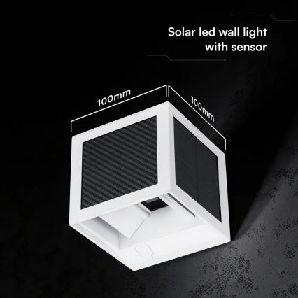 LED solarna stenska svetilka s senzorjem LED/9W/3,7V 3000/4000/6000K IP65 2600 mAh bela