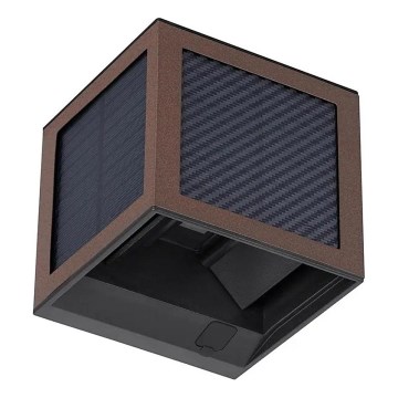 LED solarna stenska svetilka s senzorjem LED/9W/3,7V 3000/4000/6000K IP65 2600 mAh rjava