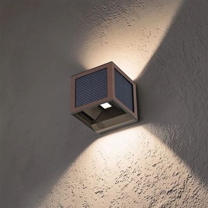 LED solarna stenska svetilka s senzorjem LED/9W/3,7V 3000/4000/6000K IP65 2600 mAh rjava