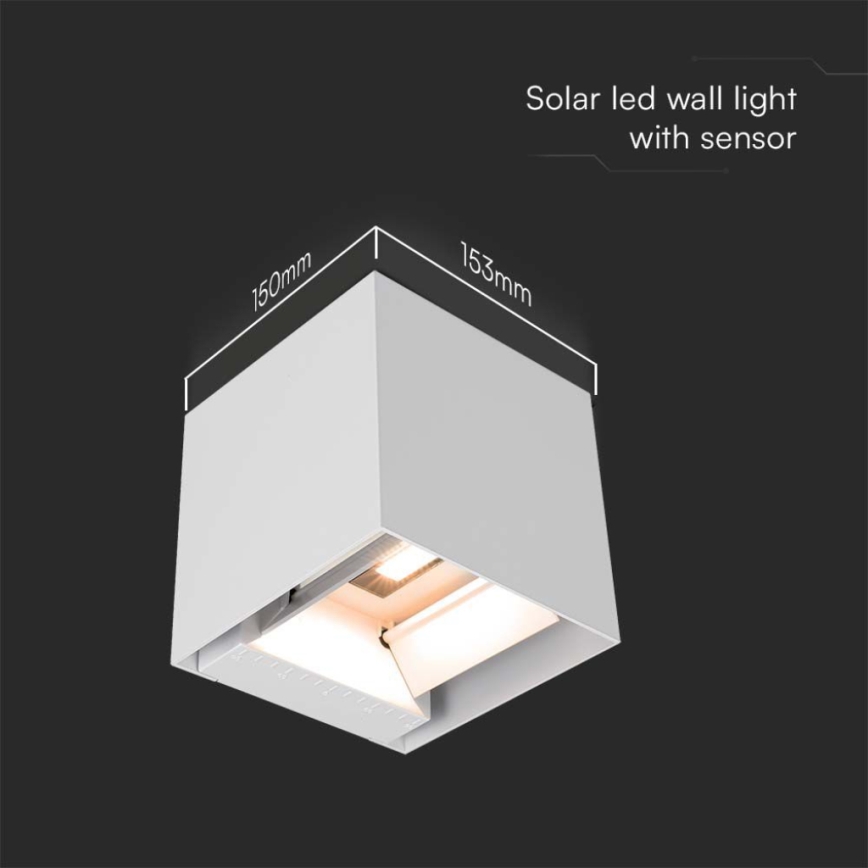 LED Solarna stenska svetilka s senzorjem LED/9W/3,7V IP65 3000K 2600 mAh bela