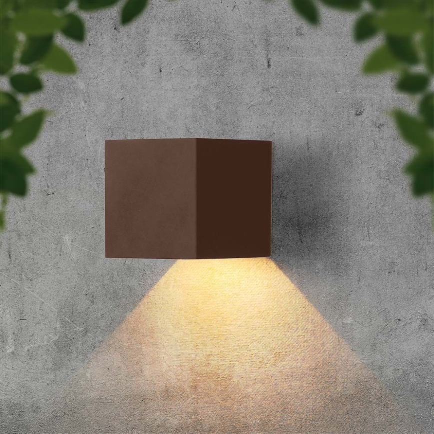 LED Solarna stenska svetilka s senzorjem LED/9W/3,7V IP65 4000K rjava