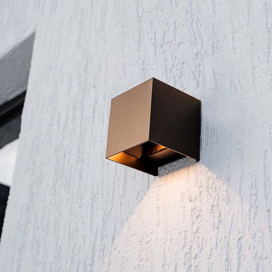 LED Solarna stenska svetilka s senzorjem LED/9W/3,7V IP65 4000K rjava