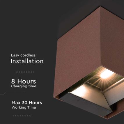 LED Solarna stenska svetilka s senzorjem LED/9W/3,7V IP65 4000K rjava