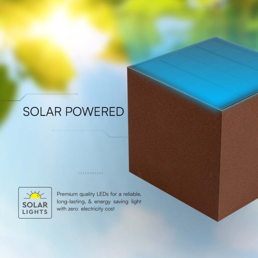 LED Solarna stenska svetilka s senzorjem LED/9W/3,7V IP65 4000K rjava