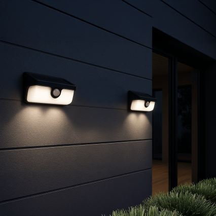 LED solarna stenska svetilka s senzorjem LINK LED/5W/3,7V 2000 mAh IP65 črna