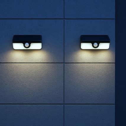 LED solarna stenska svetilka s senzorjem LINK LED/5W/3,7V IP65 črna