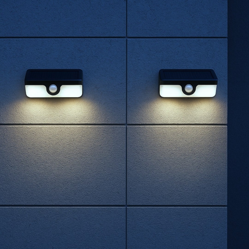 LED solarna stenska svetilka s senzorjem LINK LED/5W/3,7V IP65 črna