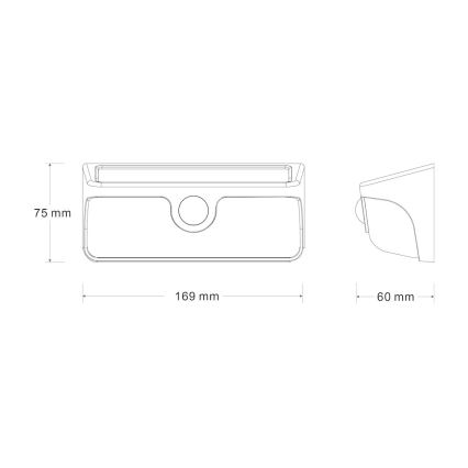 LED solarna stenska svetilka s senzorjem LINK LED/5W/3,7V IP65 črna