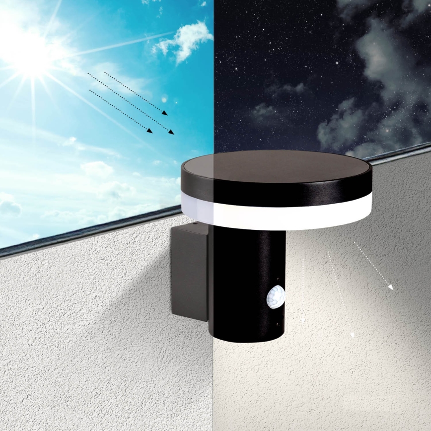 LED Solarna stenska svetilka s senzorjem SOLARIS3 LED/5,5W/3,7V 4000K IP44 2600 mAh