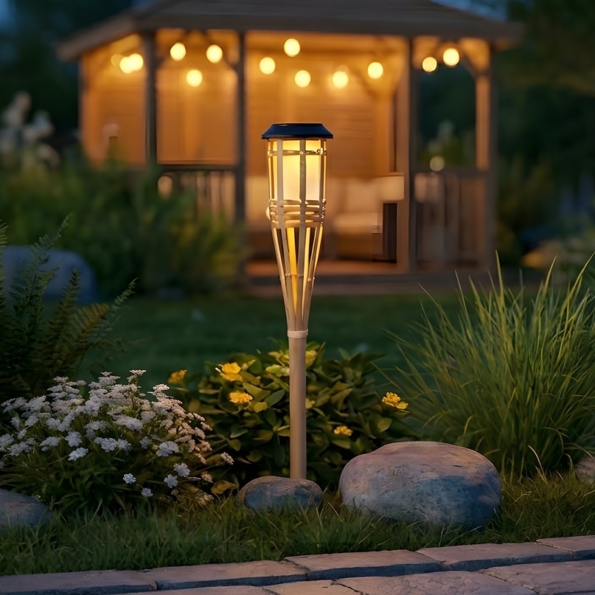 LED solarna svetilka BAMBOO LED/1,2V 150 mAh 1800K 56 cm IP44 bež