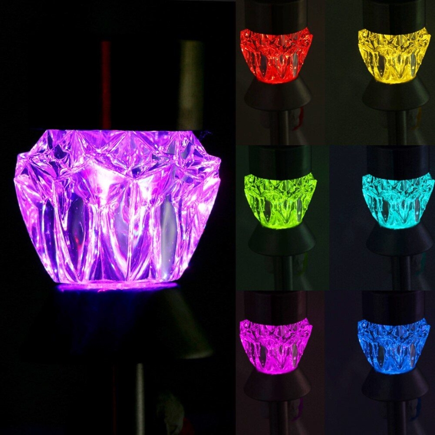 LED Solarna svetilka CRYSTAL 2xLED-RGB/0,02W/1xAAA mat krom IP44