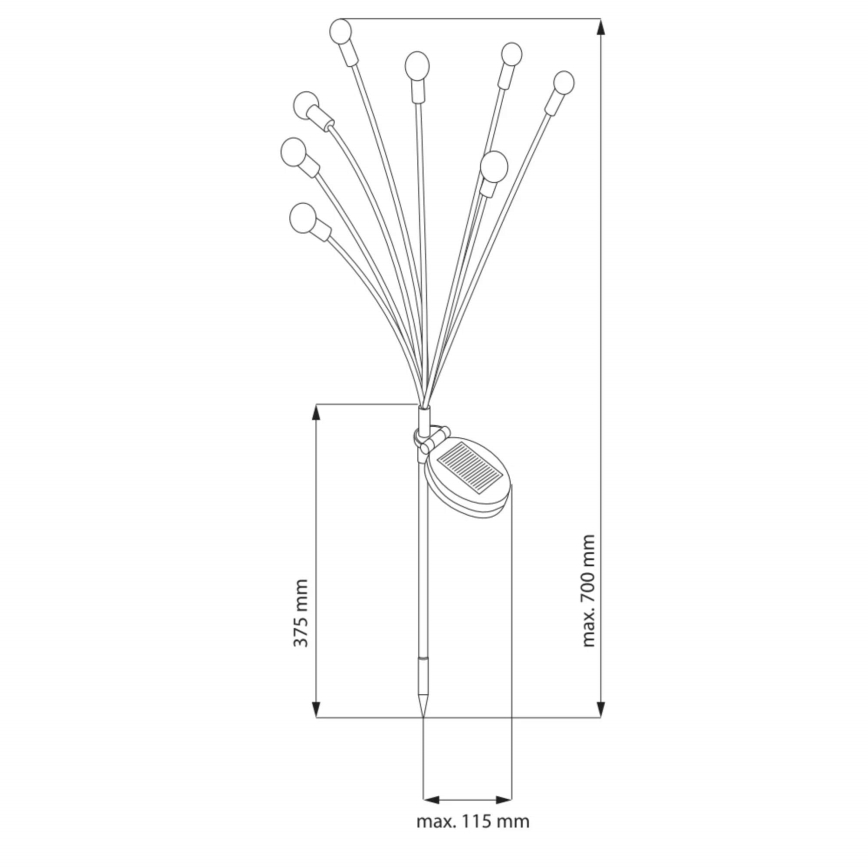 LED Solarna svetilka FIORINI 8xLED/1,2V 600 mAh IP44 črna