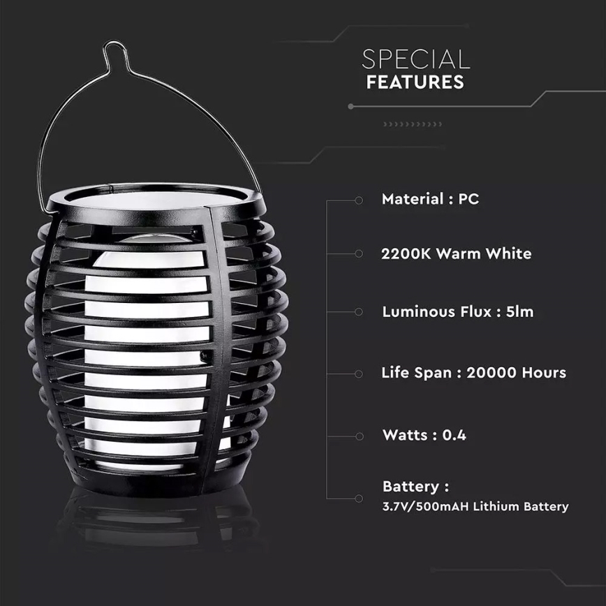 LED Solarna svetilka FLAME 4v1 1xLED/0,45W/3,7V IP44 500 mAh