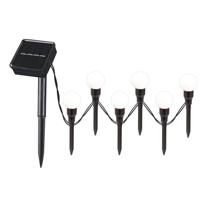 LED Solarna svetilka KULKI 6xLED/1,2V 600 mAh 4,3 m IP44 črna/bela